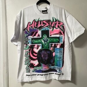AUTHENTIC HELLFIRE 'HAS YOUR PROGRESS BEEN SAVED" T-SHIRT WHITE MEDIUM M NIP/NWT